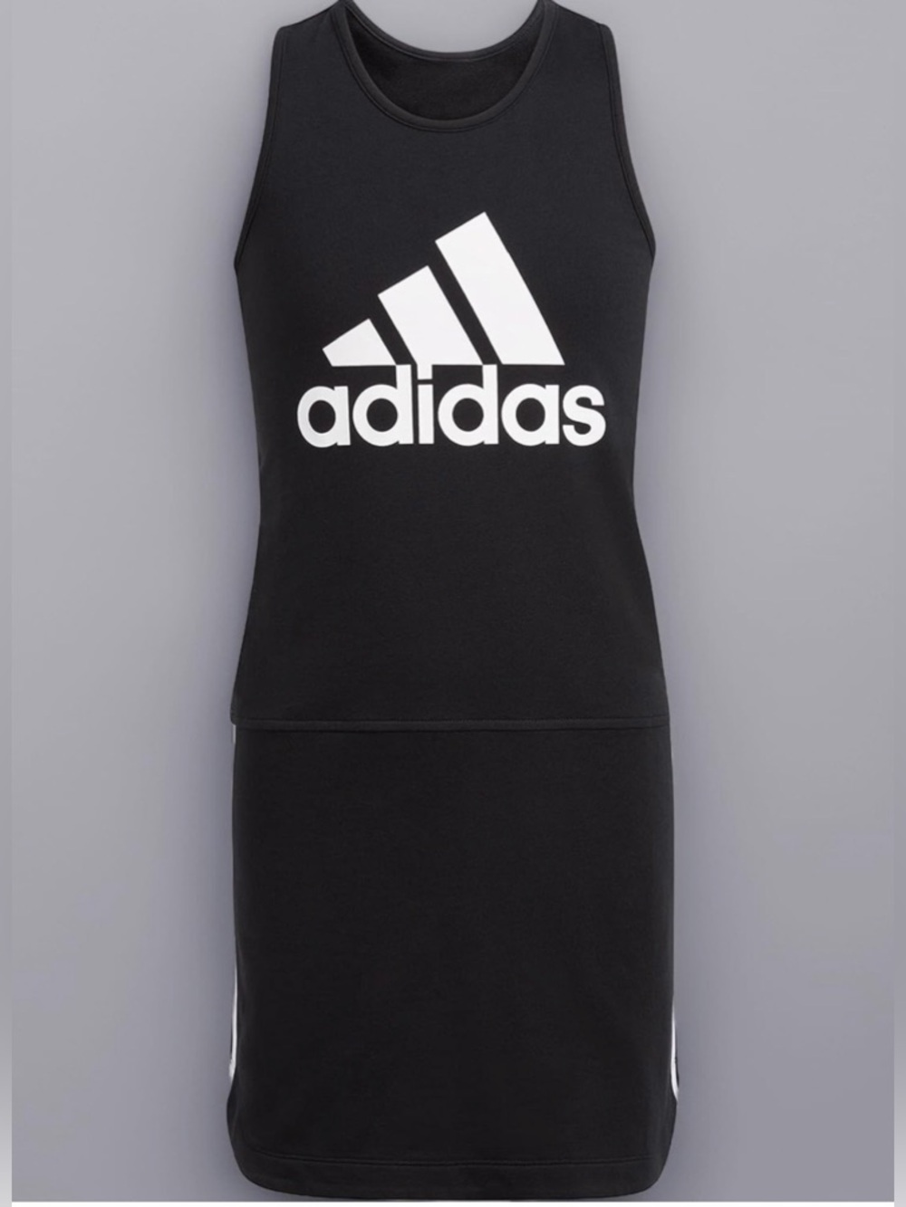 Adidas Curved Hem Size XL Black and White Logo Tank Dress